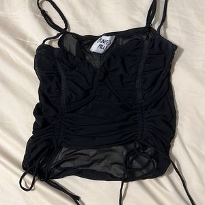 Mesh black tie top